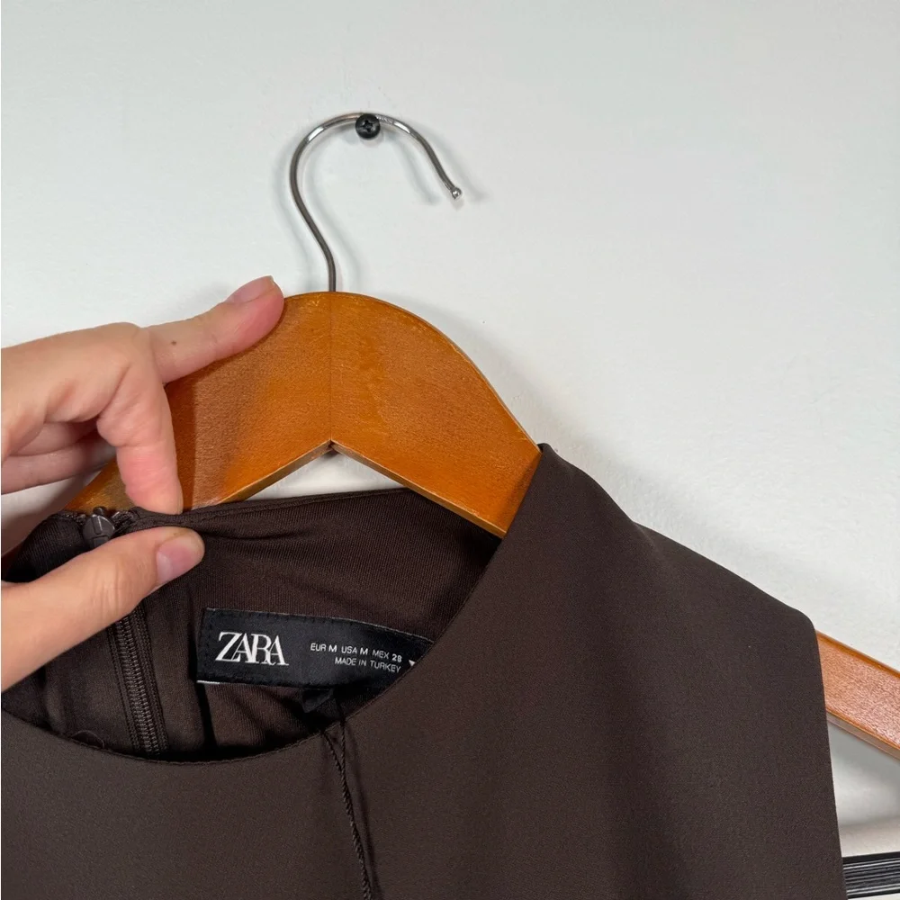 Zara Tulle Dress With‎ Voluminous Hem in Mocha Brown - Picture 5 of 8